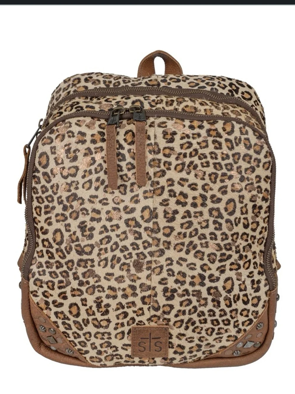 Ranchwear Leopard Print leather Backpack - Brown